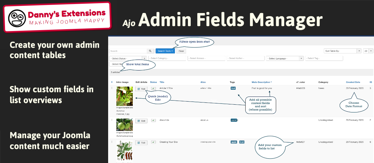 Ajo Admin Fields Manager